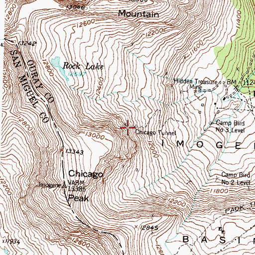 Topographic Map of Chicago Tunnel, CO