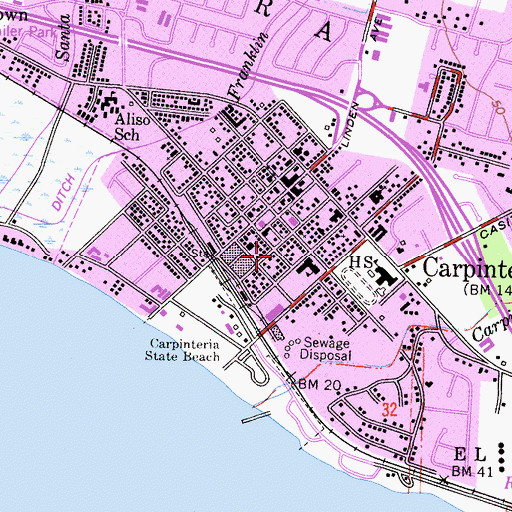 Topographic Map of Carpinteria Girls Club, CA