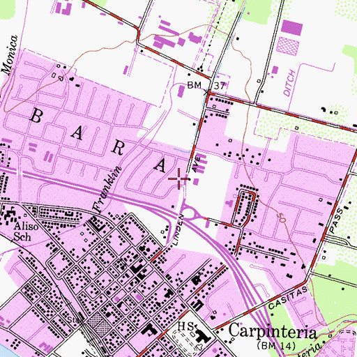 Topographic Map of Carpinteria Union School District Office, CA