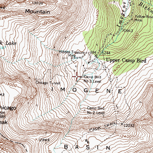 Topographic Map of Camp Bird Number 3 Level, CO