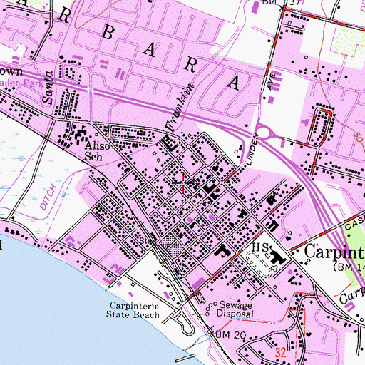 Topographic Map of Church of Christ, CA