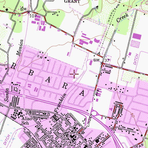 Topographic Map of Franklin Creek Park, CA