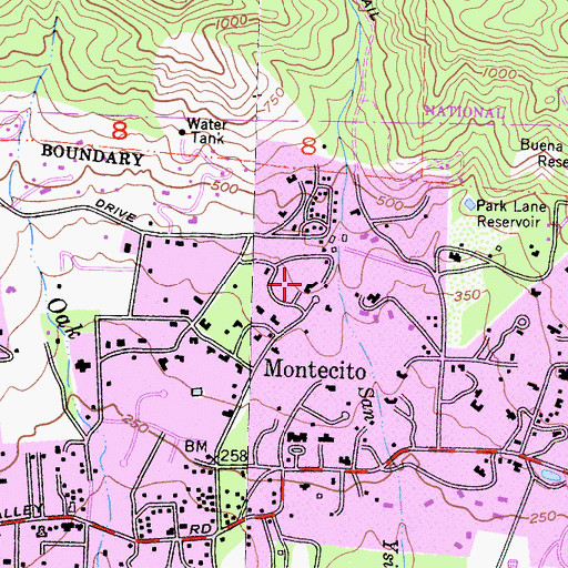 Topographic Map of Immaculate Heart of Mary Novitiate (historical), CA