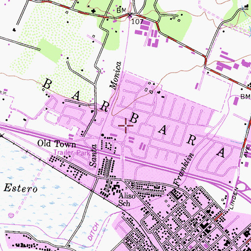 Topographic Map of Memorial Park, CA
