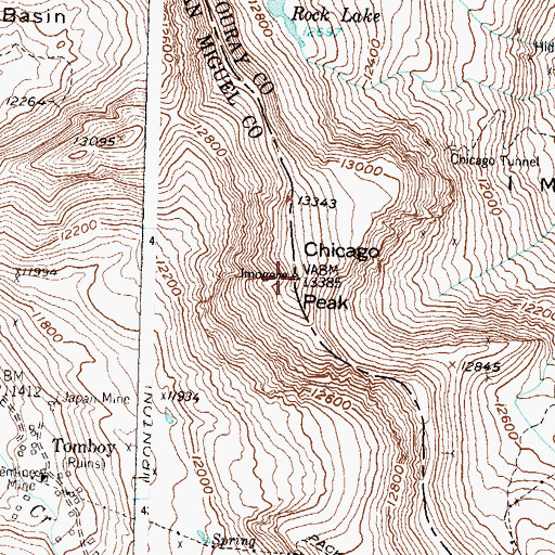Topographic Map of Chicago Peak, CO