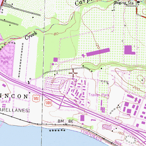 Topographic Map of Monte Vista Park, CA