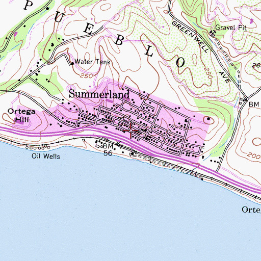 Topographic Map of Summerland Elementary School, CA