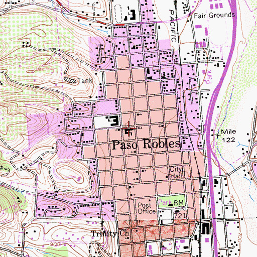 Topographic Map of First Church of God, CA