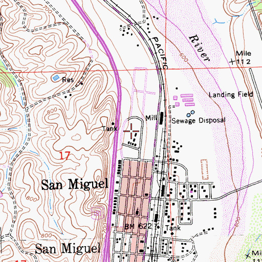 Topographic Map of Lillian Larsen Elementary School, CA