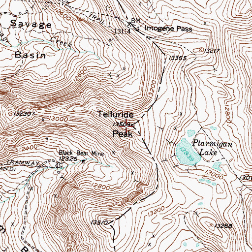 Topographic Map of Telluride Peak, CO