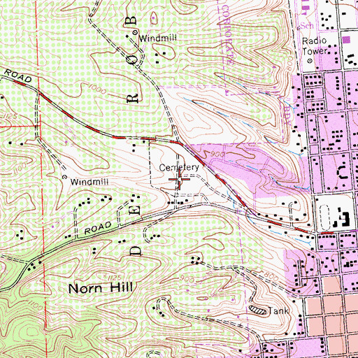 Topographic Map of Paso Robles District Cemetery, CA