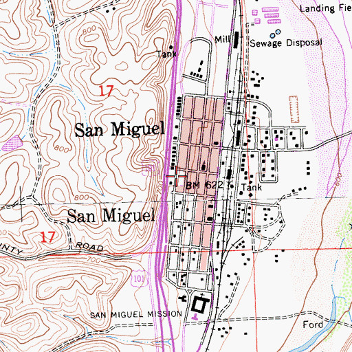 Topographic Map of San Miguel Branch San Luis Obispo City-County Library, CA