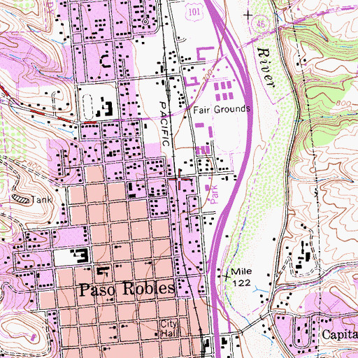 Topographic Map of Second Baptist Church, CA