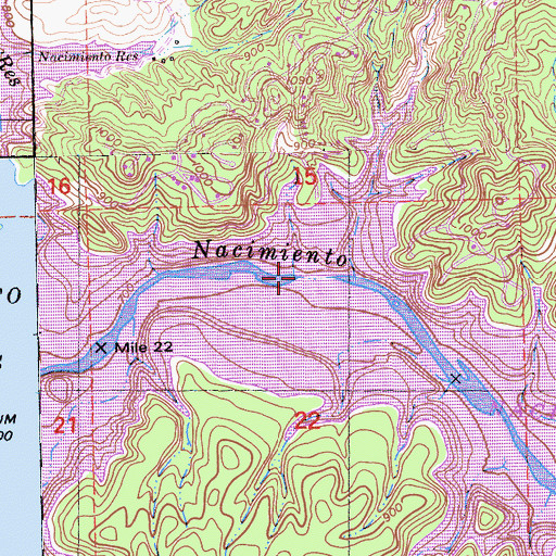Topographic Map of Turkey Cove Marina, CA