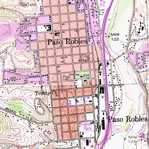 Topographic Map of Downtown City Park, CA