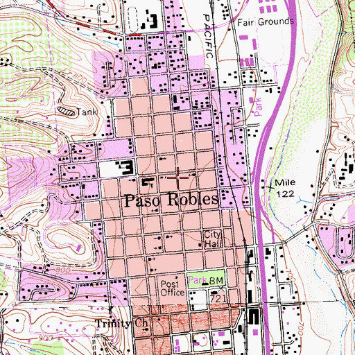 Topographic Map of El Paso Calling Mission Church, CA