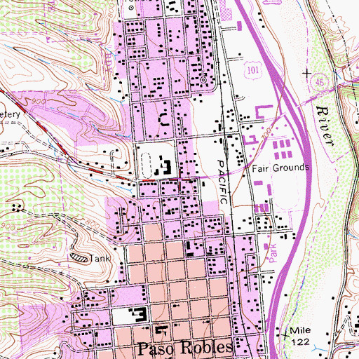 Topographic Map of New Covenant Church of God, CA