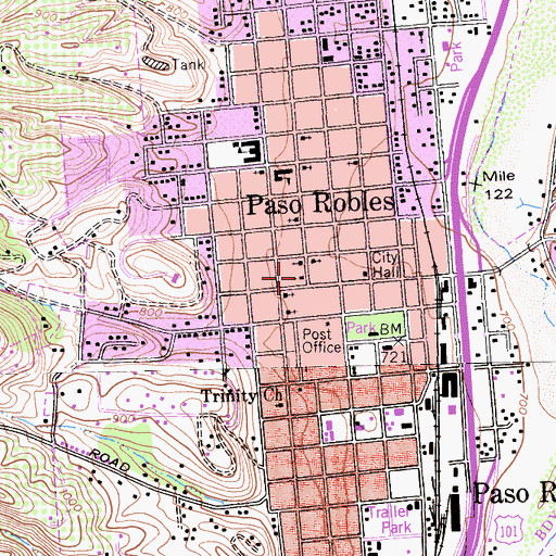 Topographic Map of Plymouth Congregational Church, CA