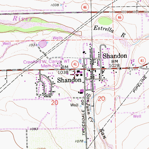 Topographic Map of Shandon High School, CA