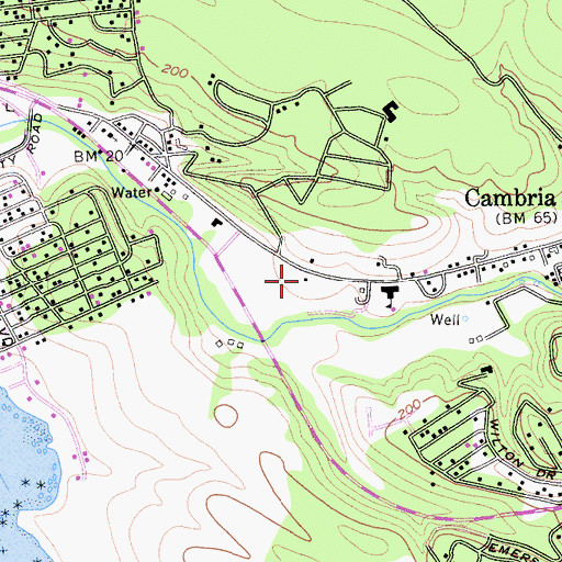 Topographic Map of Cambria Branch San Luis Obispo City-County Library, CA
