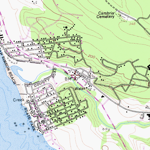 Topographic Map of Cambria Chamber of Commerce, CA
