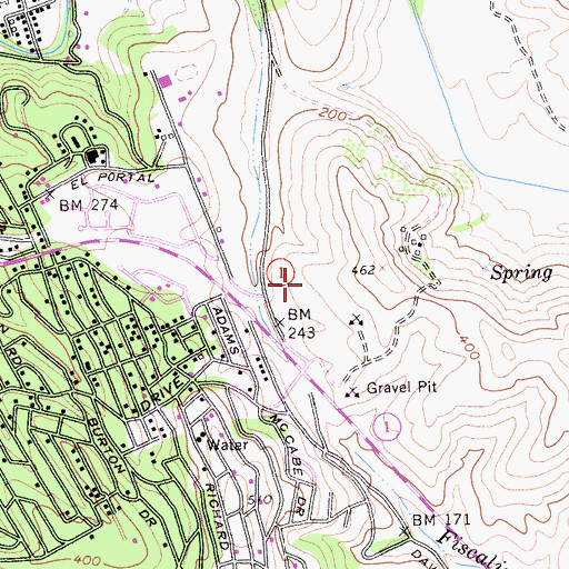 Topographic Map of Cambria Grammar School, CA