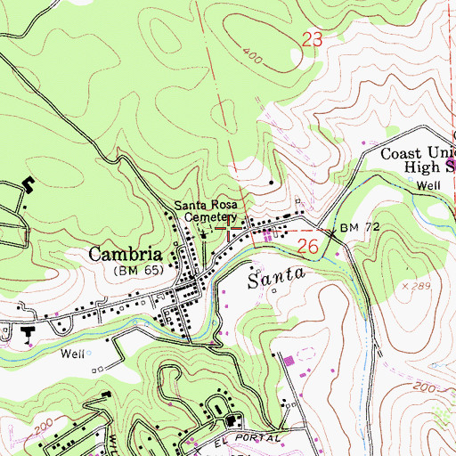 Topographic Map of East Village, CA