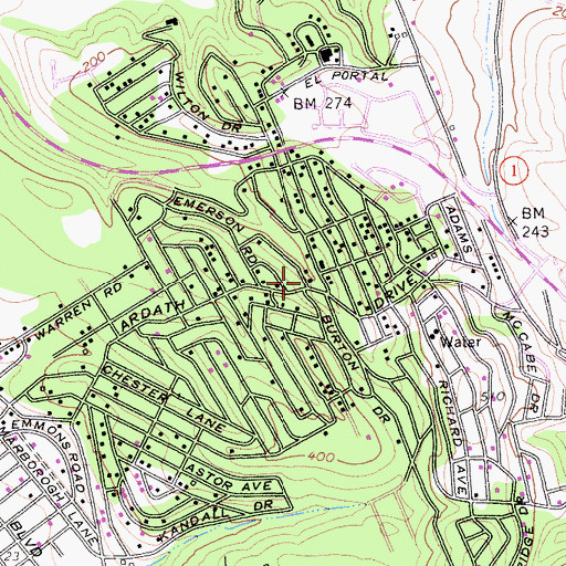 Topographic Map of Lodge Hill, CA