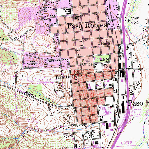 Topographic Map of Seventh Day Adventist Church, CA