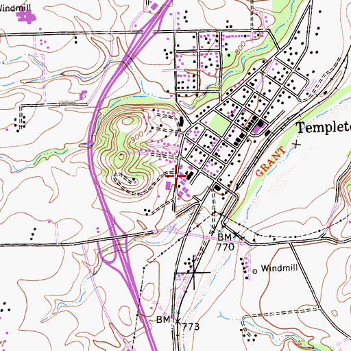 Topographic Map of Templeton Elementary School, CA