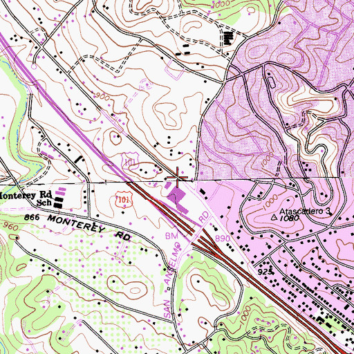 Topographic Map of True Spirit Baptist Church, CA