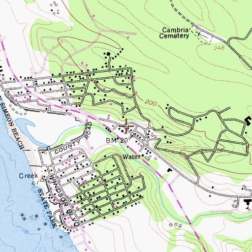 Topographic Map of West Village, CA
