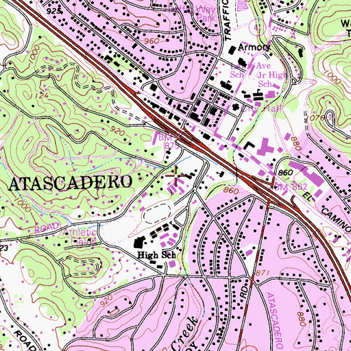 Topographic Map of Atascadero Bible Church, CA