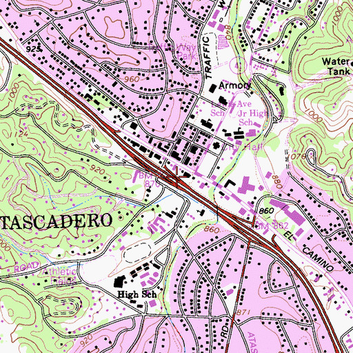 Topographic Map of Atascadero Chamber of Commerce, CA