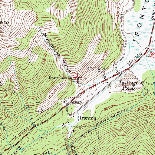 Topographic Map of Beaver and Belfast Mine, CO