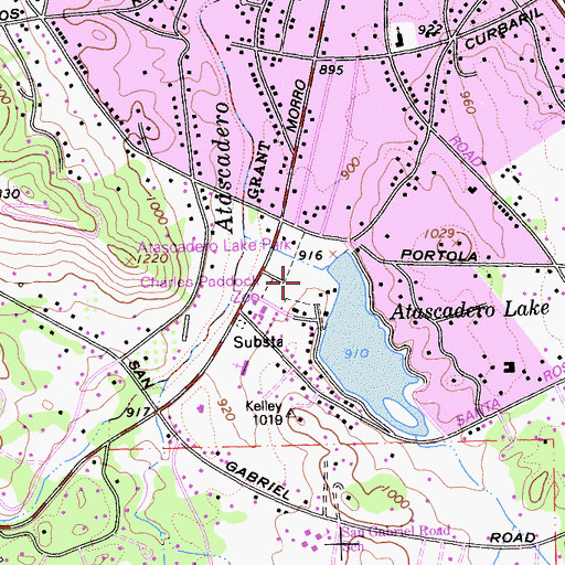 Topographic Map of Atascadero Lake Park, CA