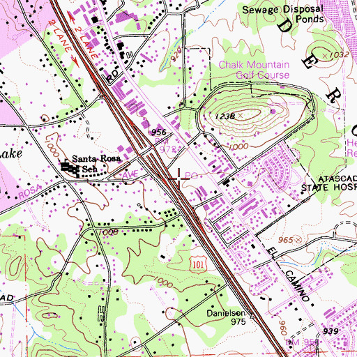 Topographic Map of Atascadero Post Office, CA