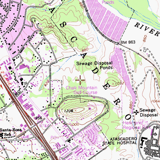 Topographic Map of Chalk Mountain Golf Course, CA
