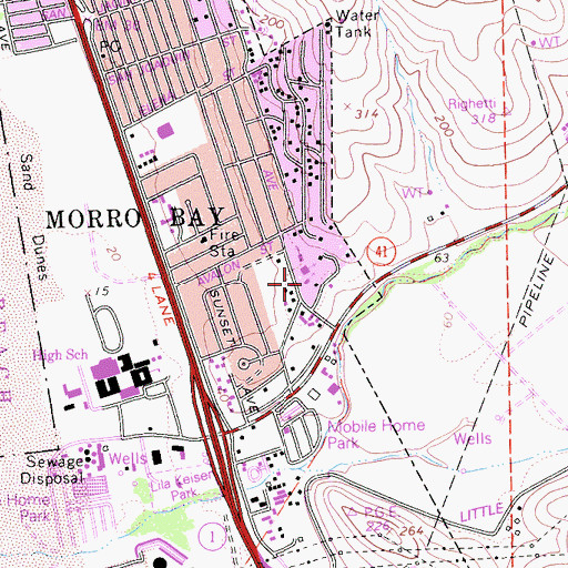 Topographic Map of First Christian Church, CA