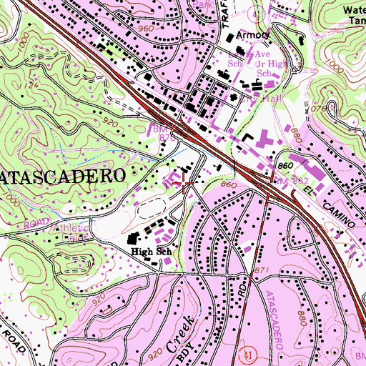 Topographic Map of North County Christian School, CA