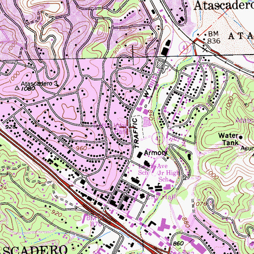 Topographic Map of Traffic Way Park, CA