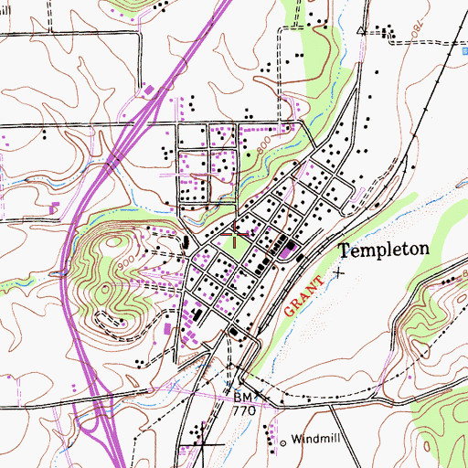 Topographic Map of Bethel Lutheran Church, CA