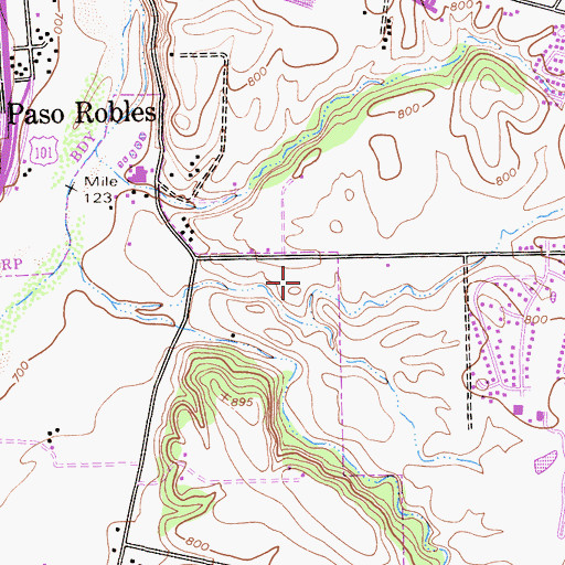 Topographic Map of Caso Robles Park, CA