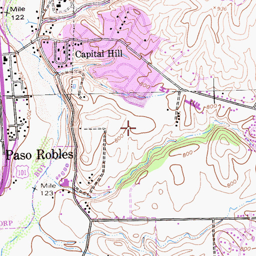 Topographic Map of Centennial Park and Swimming Pool, CA