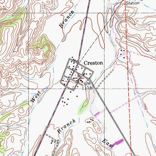 Topographic Map of Creston Elementary School, CA