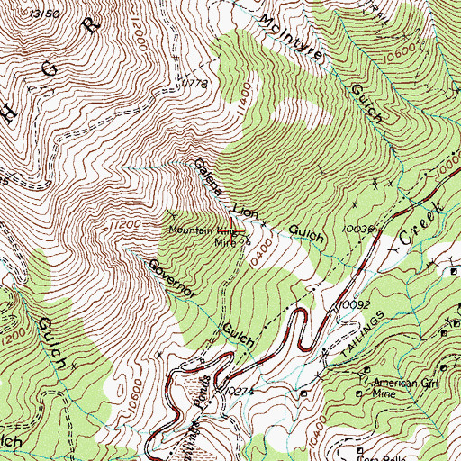 Topographic Map of Mountain King Mine, CO