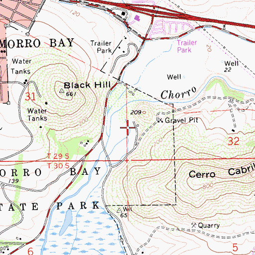Topographic Map of Chorro Willows Camp Ground, CA