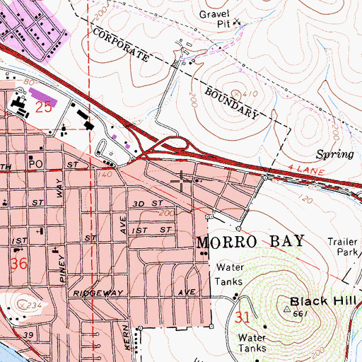 Topographic Map of Church of Christ, CA