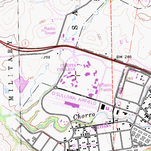 Topographic Map of Cuesta College, CA