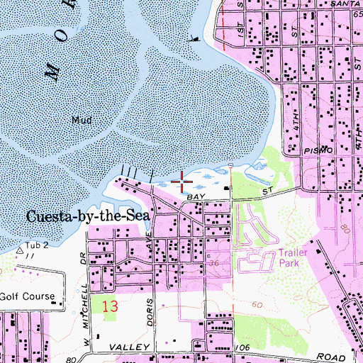 Topographic Map of Morro Coast Audubon Society Sweet Springs Nature Preserve, CA